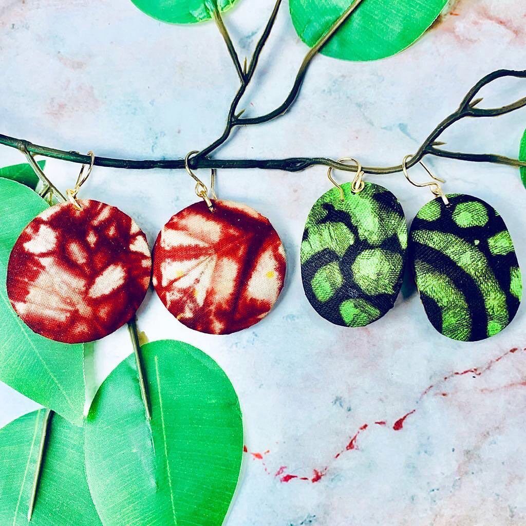 Adire earrings by MitiMeth